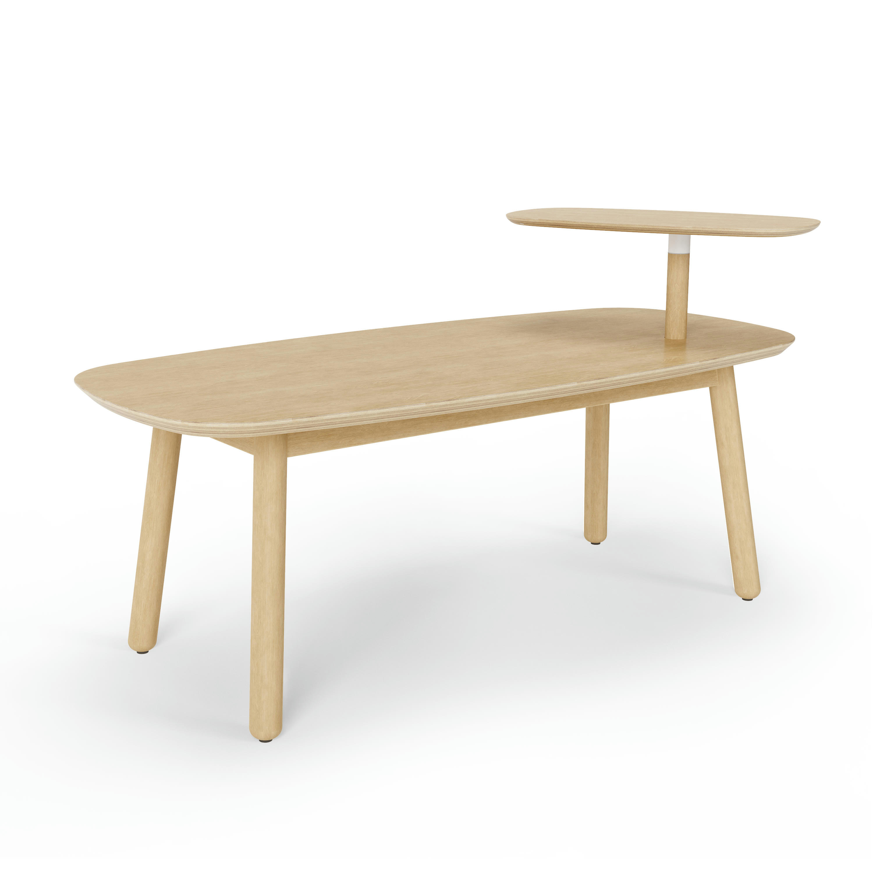 SWIVO - Table basse avec tablette surélevée col bois naturel L120cm