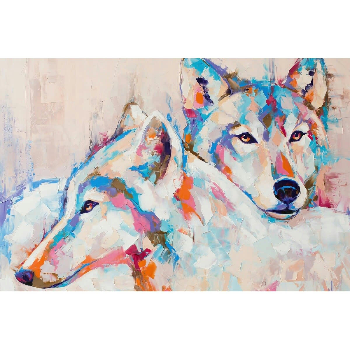 ANIMAUX - Tableau sur toile peinture de loups 30x45 cm