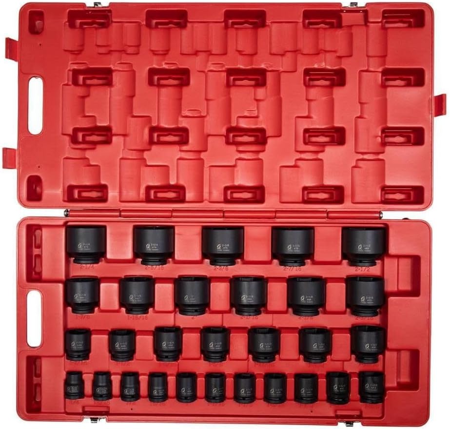SUNEX TOOLS 4696 3/4-Inch Drive SAE Master Impact Socket Set, Standard, 6-Point, Cr-Mo, 3/4-Inch - 2-7/17-Inch, 29-Piece