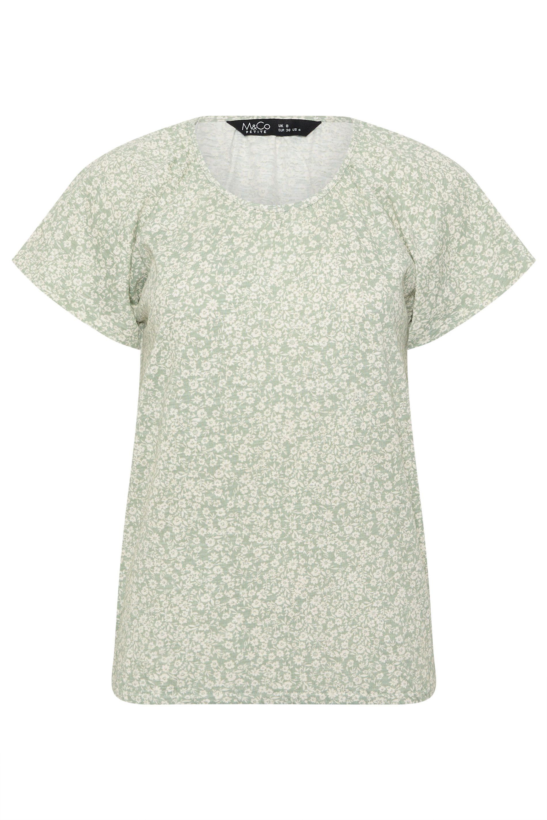 M&Co Petite Floral Cotton Scoop Neck Top