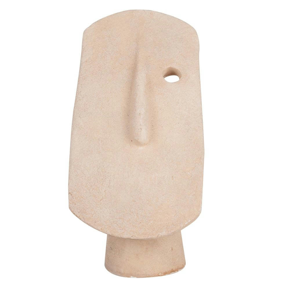 - Statuette visage en ciment beige H25