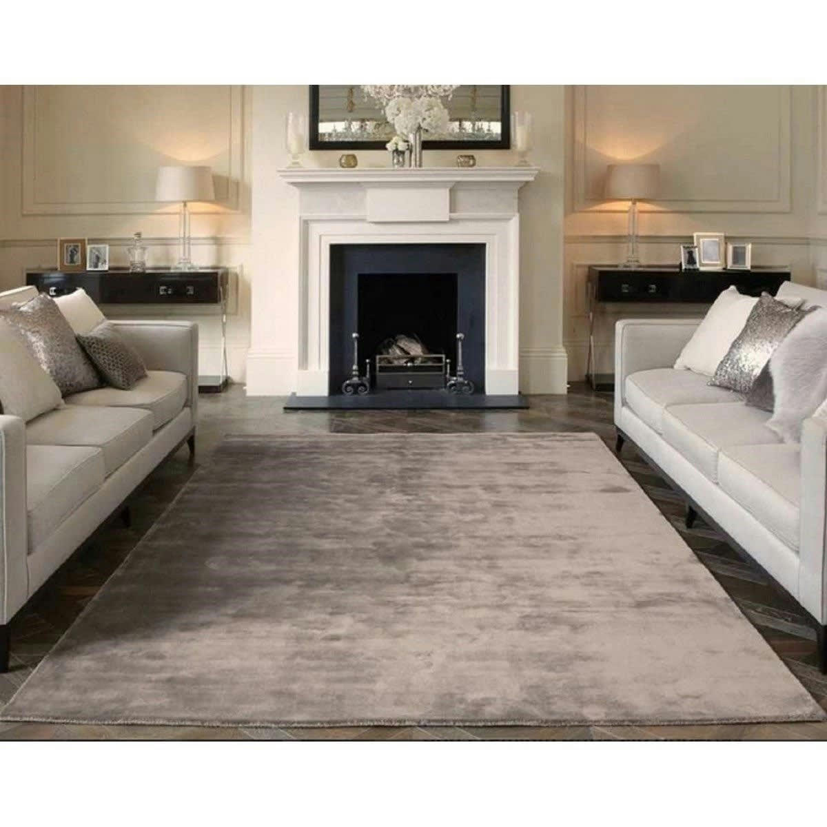 TITANE - Tapis luxe designer en Viscose Taupe 175x250 cm