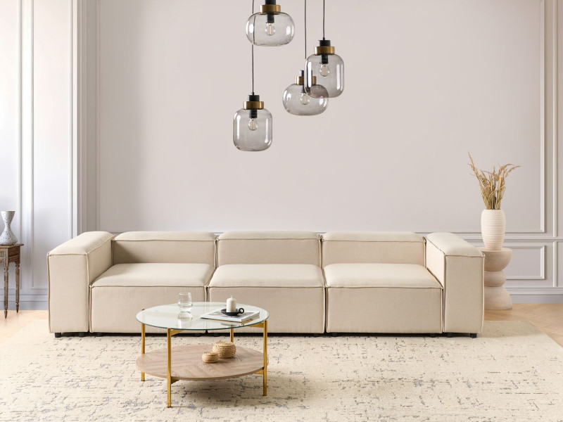 Sofa modułowa poliester 3-osobowa beżowa