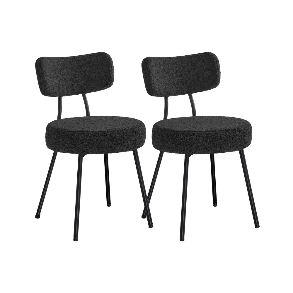 Chaises salle à manger élégantes en tissu peluche et acier
