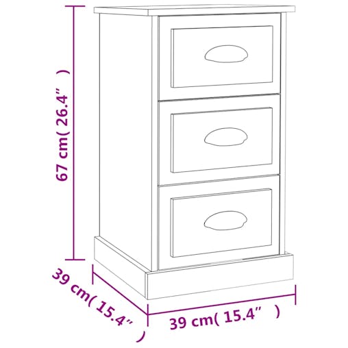 NNEVL Bedside Cabinet Concrete Grey 39x39x67 cm Engineered Wood