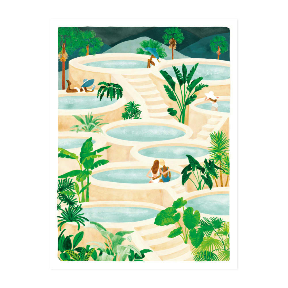 - Affiche illustrée de bassins naturels exotiques 30x40 cm
