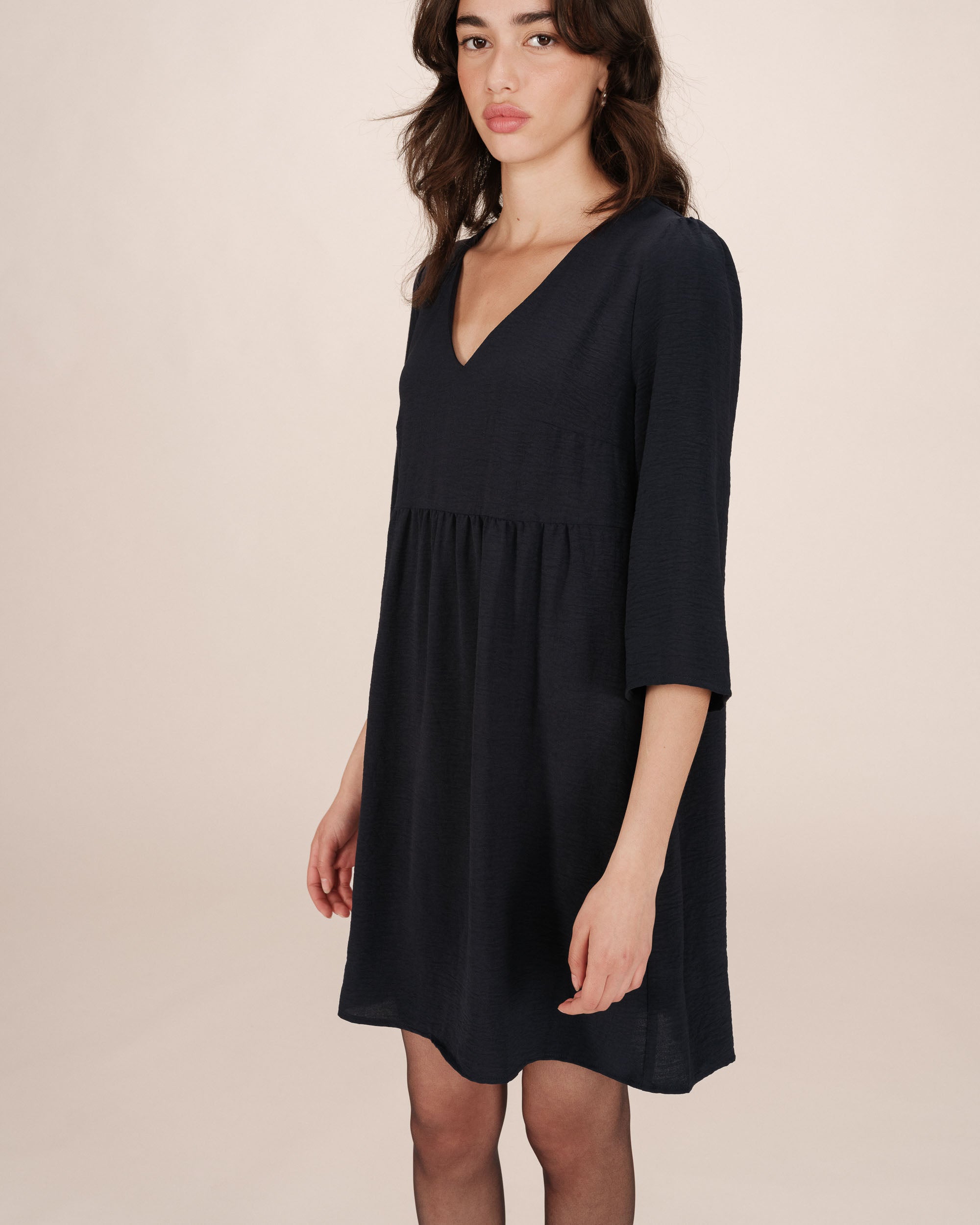 Robe courte babydoll marine Susana