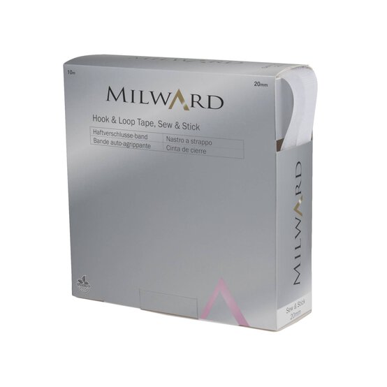 Milward White Sew & Stick Hook and Loop Tape by the Metre