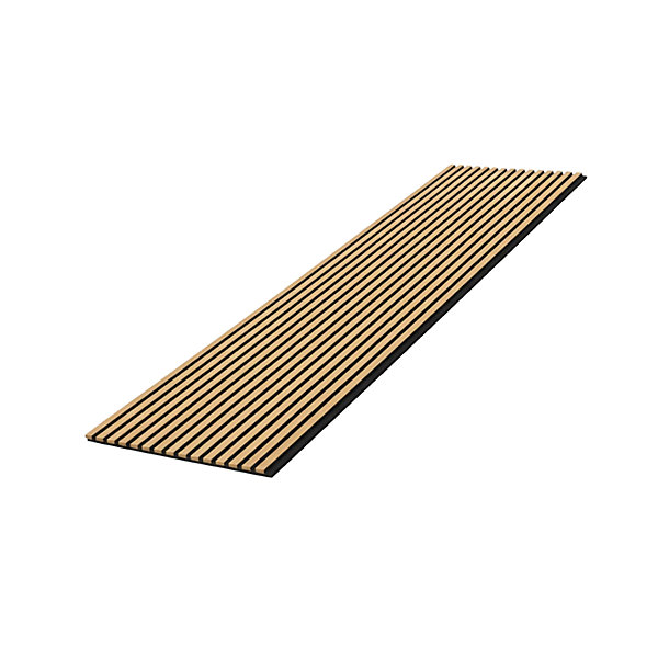 Panneau mural acoustique tasseaux MDF placage chêne véritable , L.267 cm x l.57,25 cm x Ep. 19 mm
