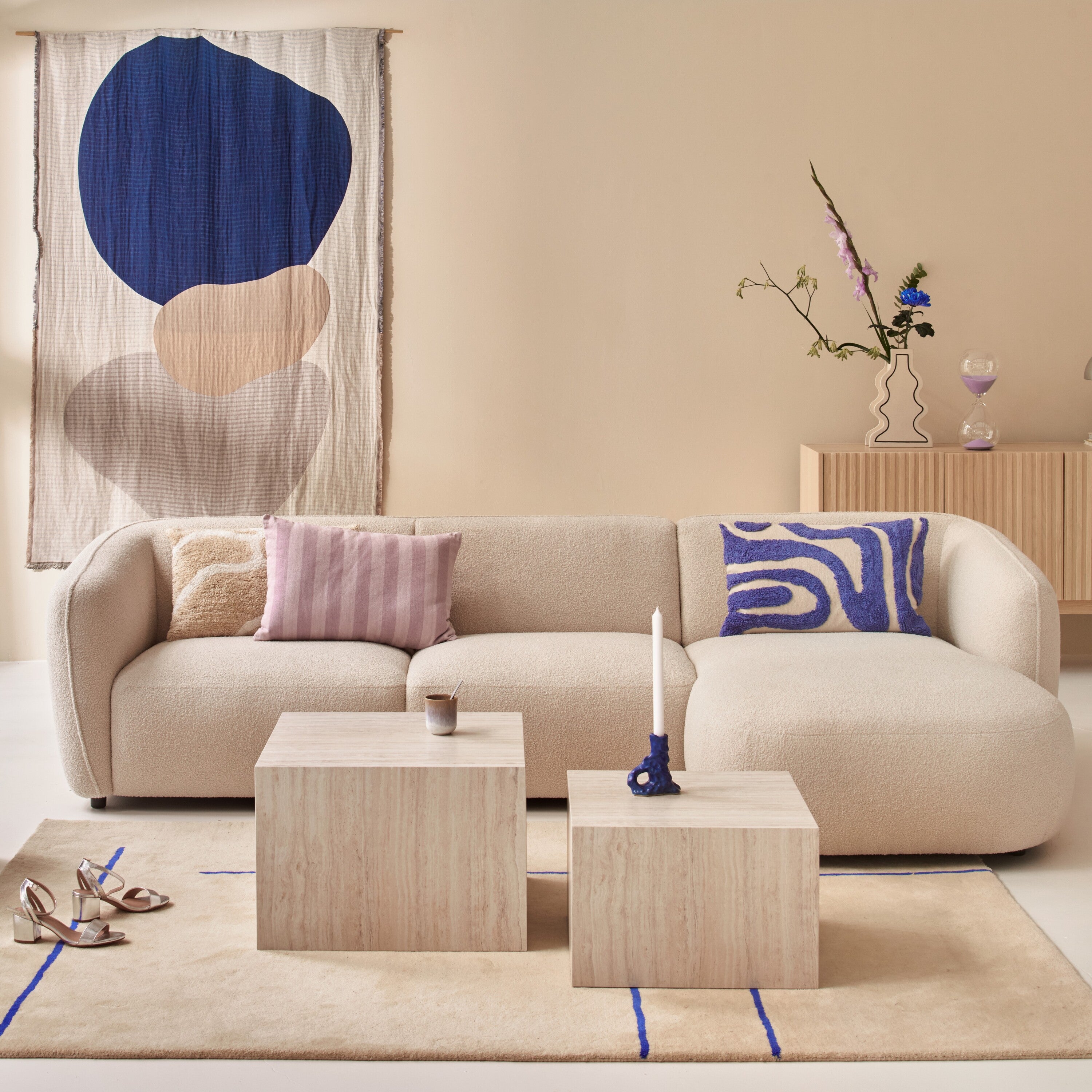 by fonQ Line Vloerkleed 170 x 240 cm - Blauw