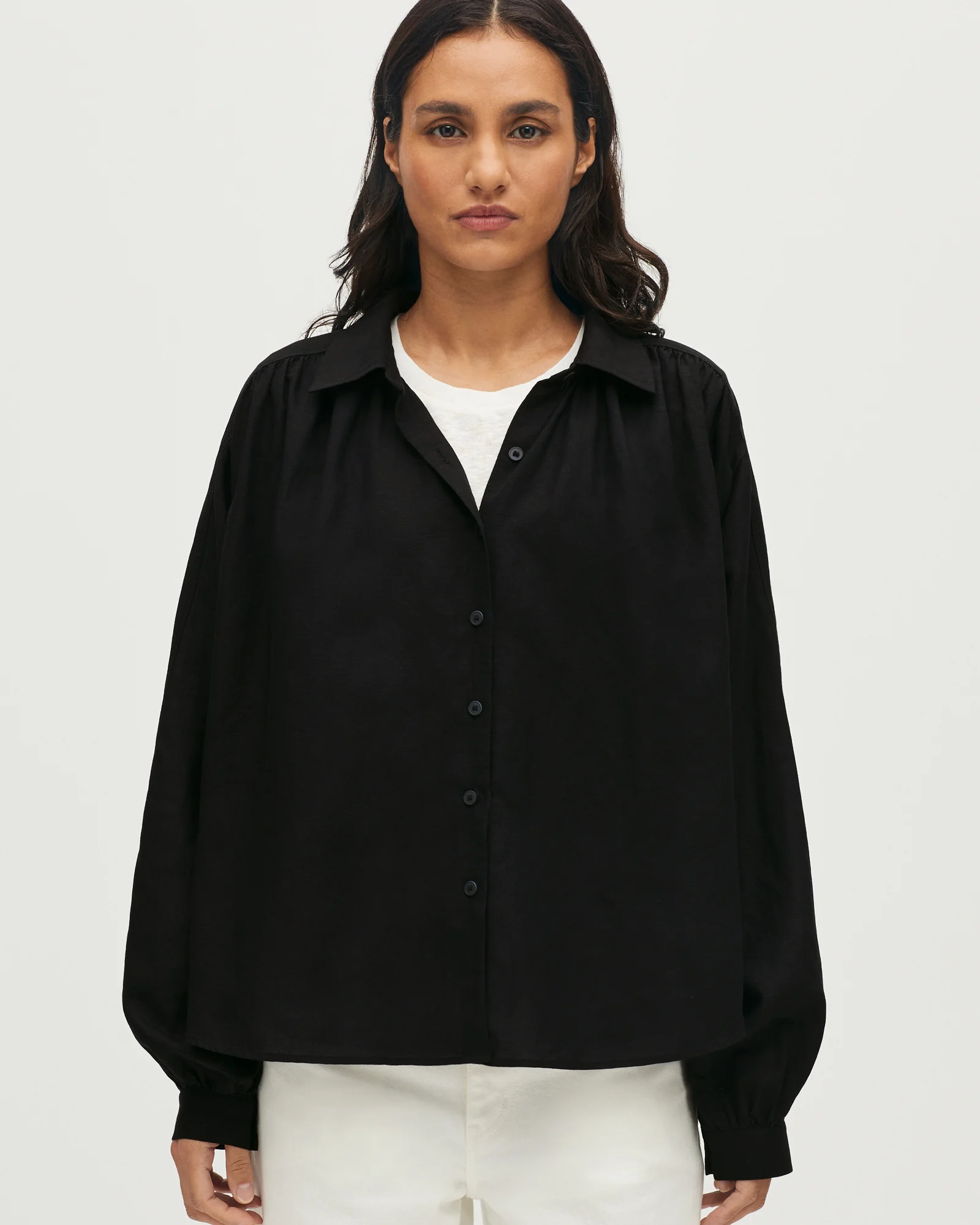 Chemise oversize en viscose et lin