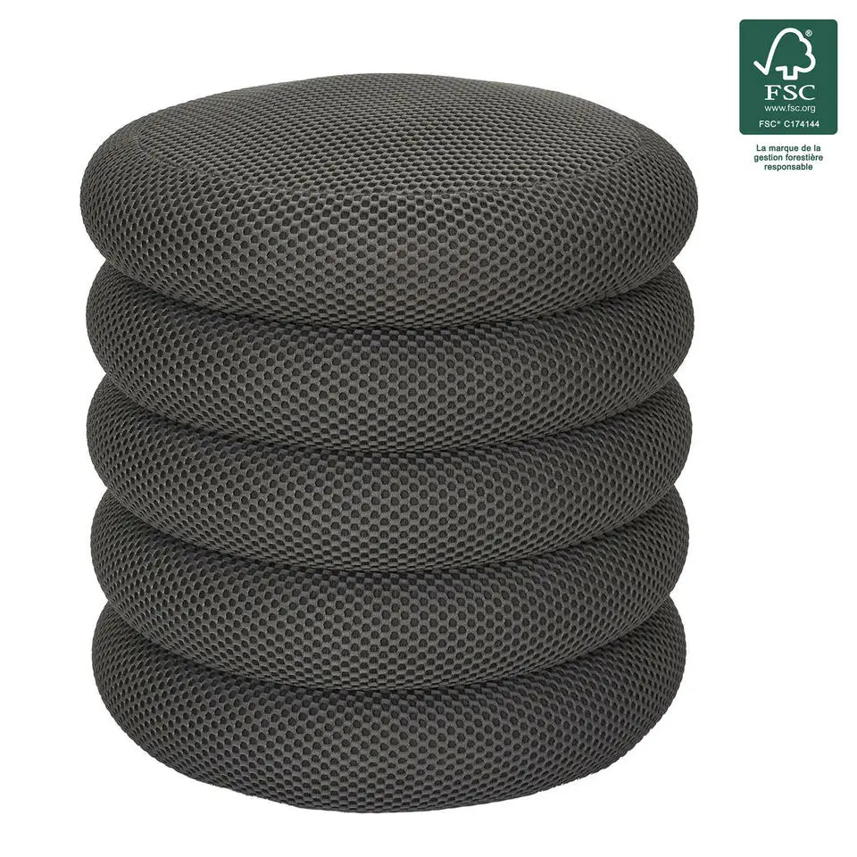 Home Deco Factory Poef/krukje - boucle - grijs - D37 x H44 cm