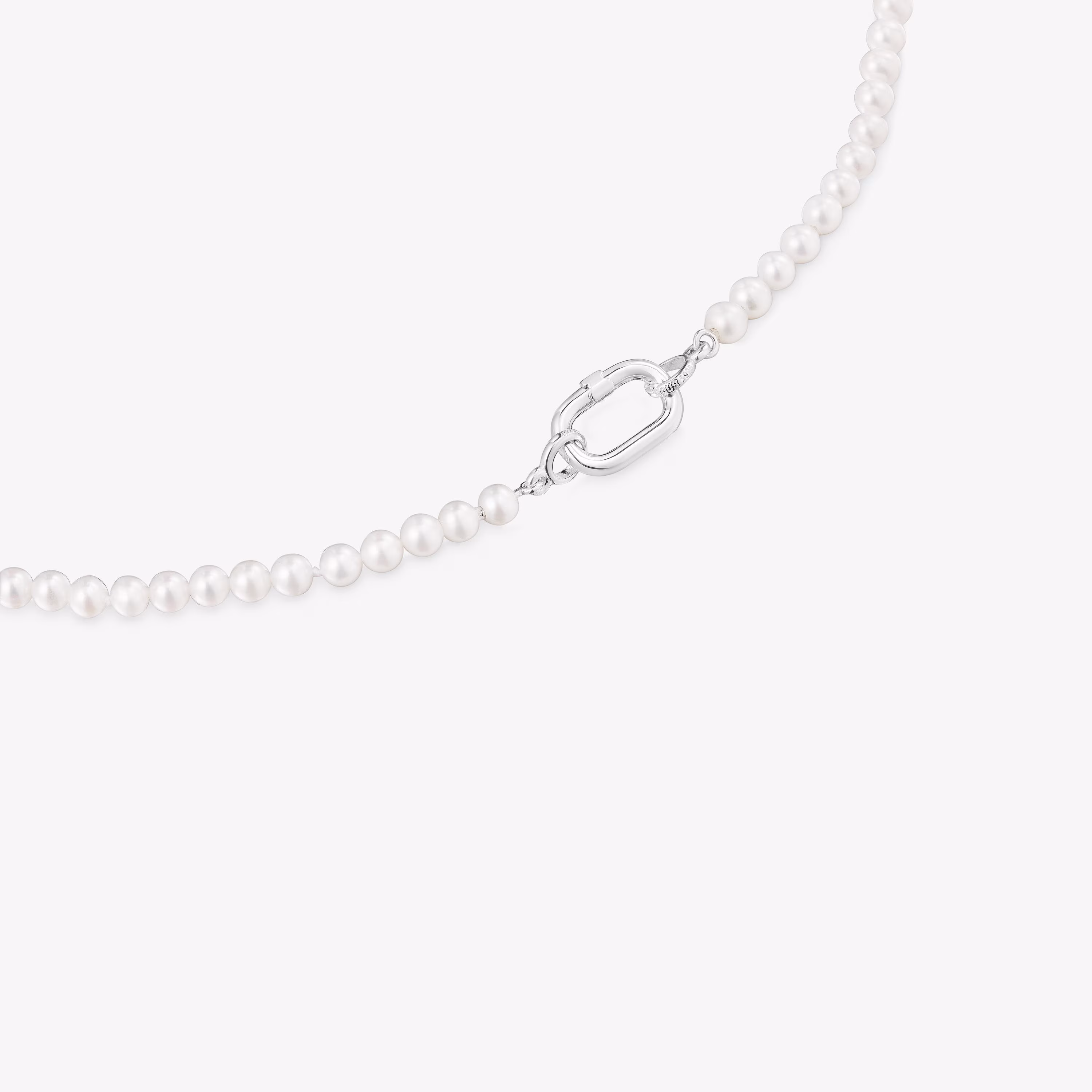 Collar con perlas cultivadas y anilla de plata Hold Oval