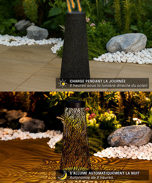 Borne Solaire Conique 65CM - éclairage Jardin Allée Terrasse - Motif Lumineux Projeté - Groupe DDC