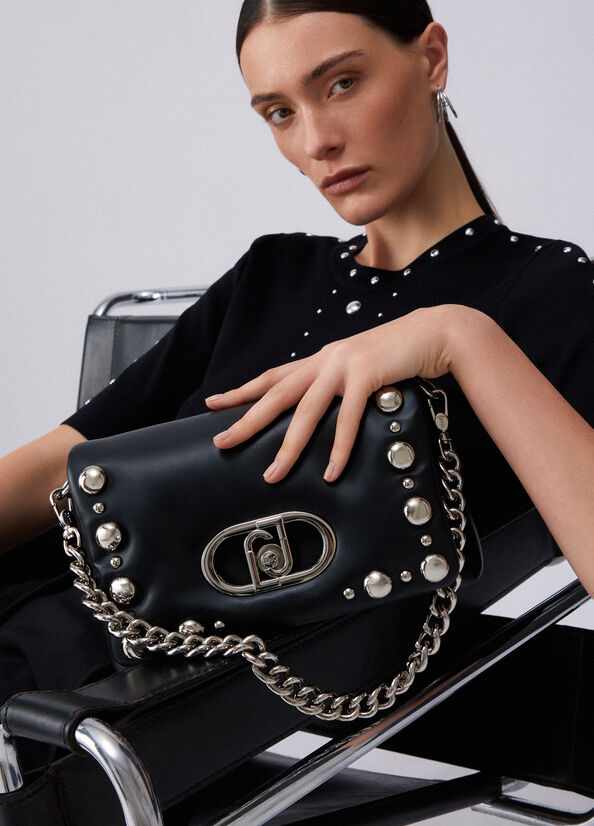 Borsa LaPuffy media con perle