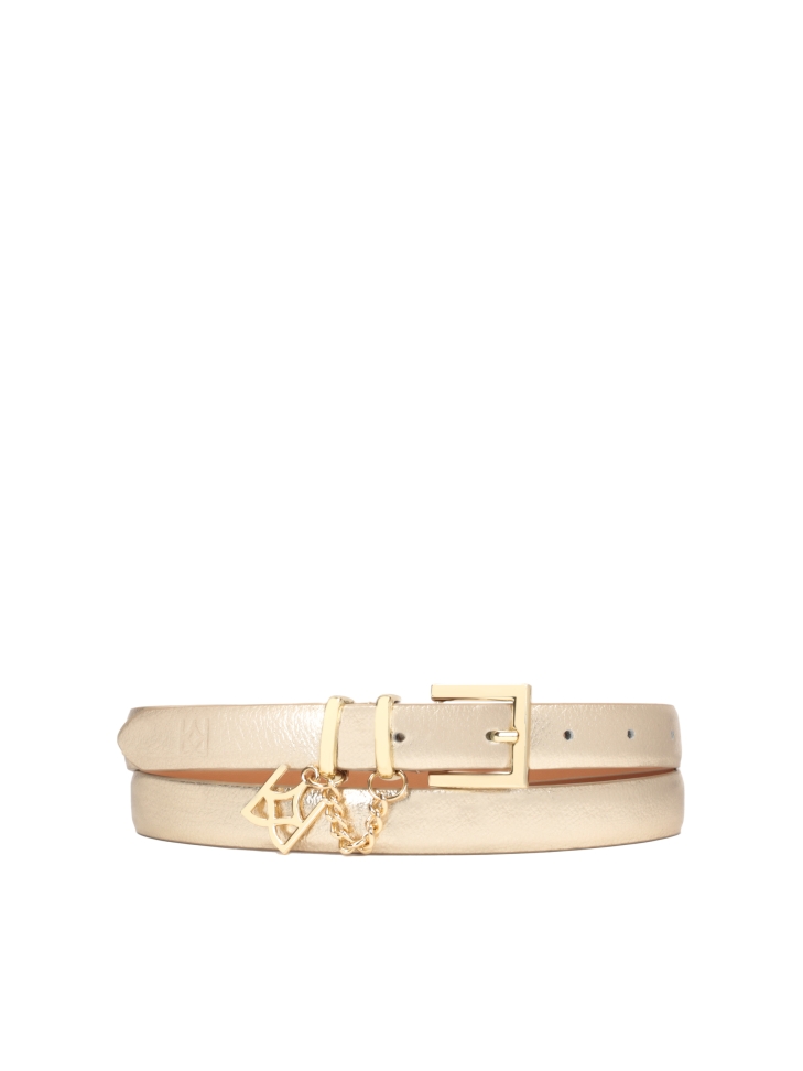Ladies' elegant golden belt with chain and KAZAR monogram