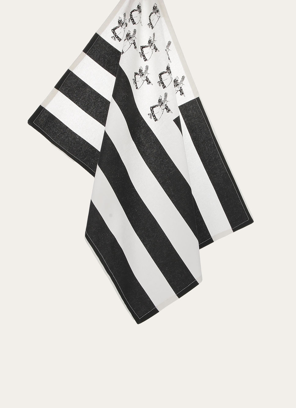 TORCHON EN COTON DRAPEAU BRETON BLANC