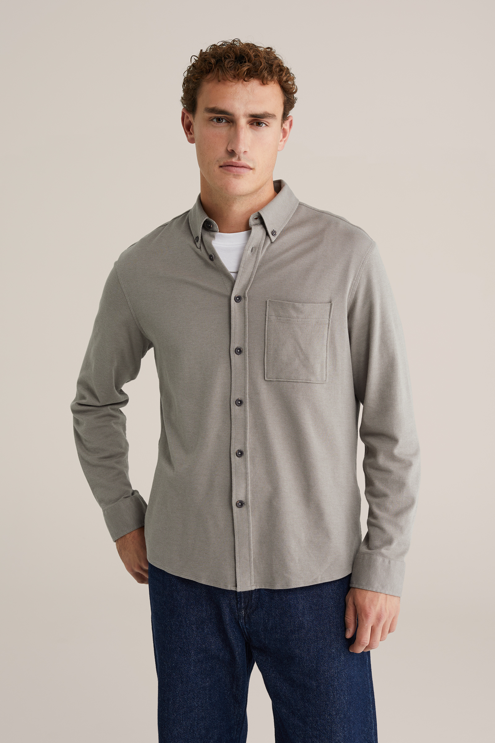 Heren regular fit gebreid shirt