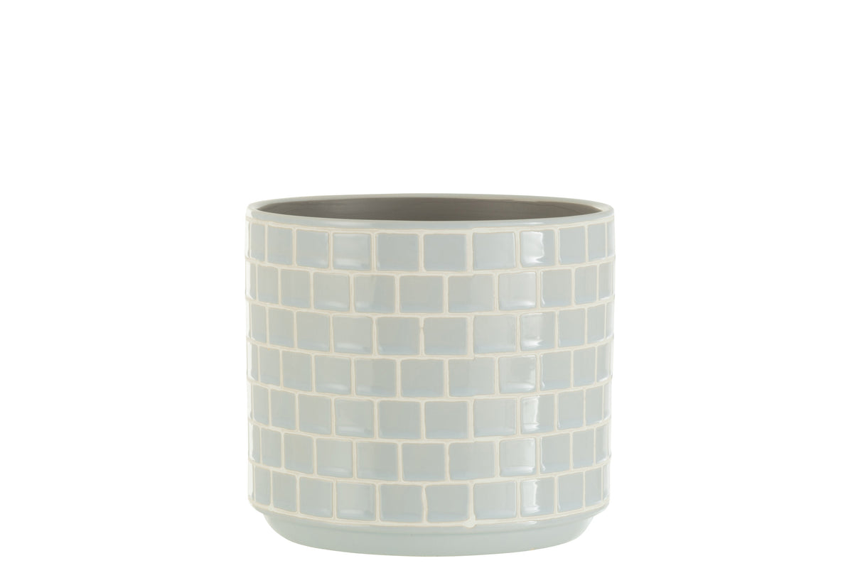 J-Line bloempot Blinkend - keramiek - blauw - large - Ø 17 cm