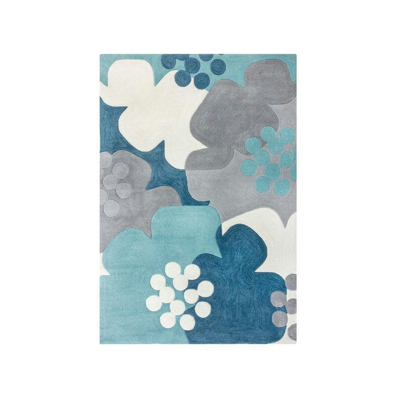 RETRO - Tapis de salon à motifs fleuris bleu floral 160 x 230