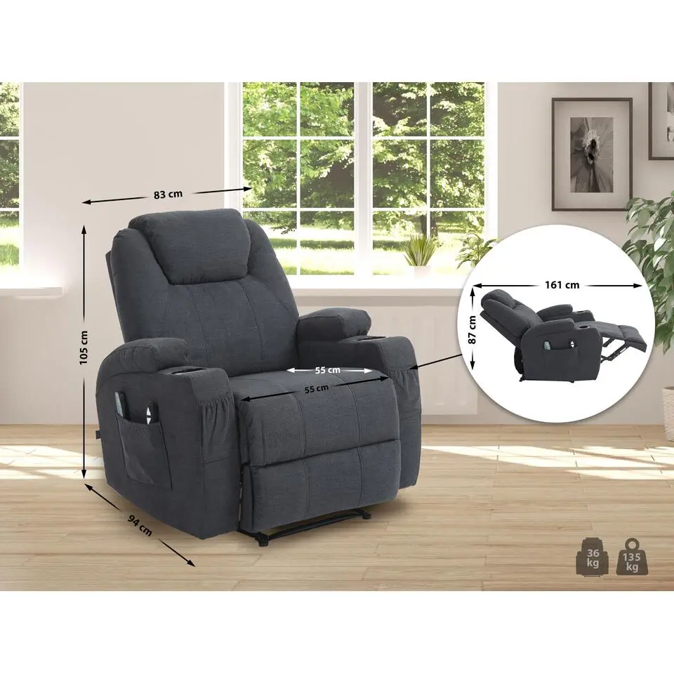 CLP Fauteuil Hepler zwart Frame - Stof - donkergrijs