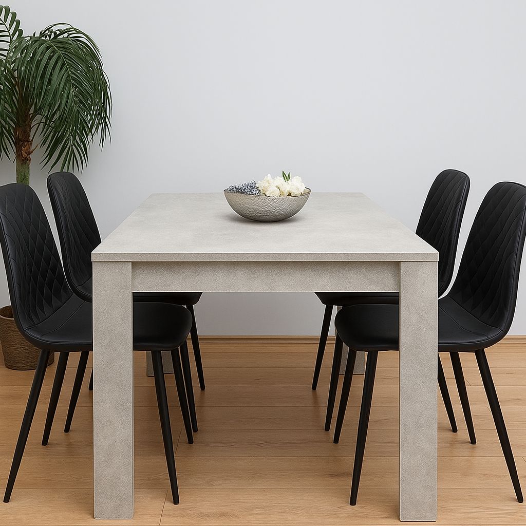 KOSY KOALA Modern Dining Table Set With 4 Black Faux Leather Chairs Dining Room Furniture