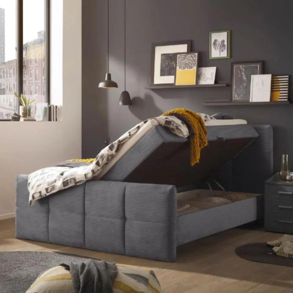 Kofferbed Tijuana - Inclusief matrastopper - 180 x 200 cm - Antraciet