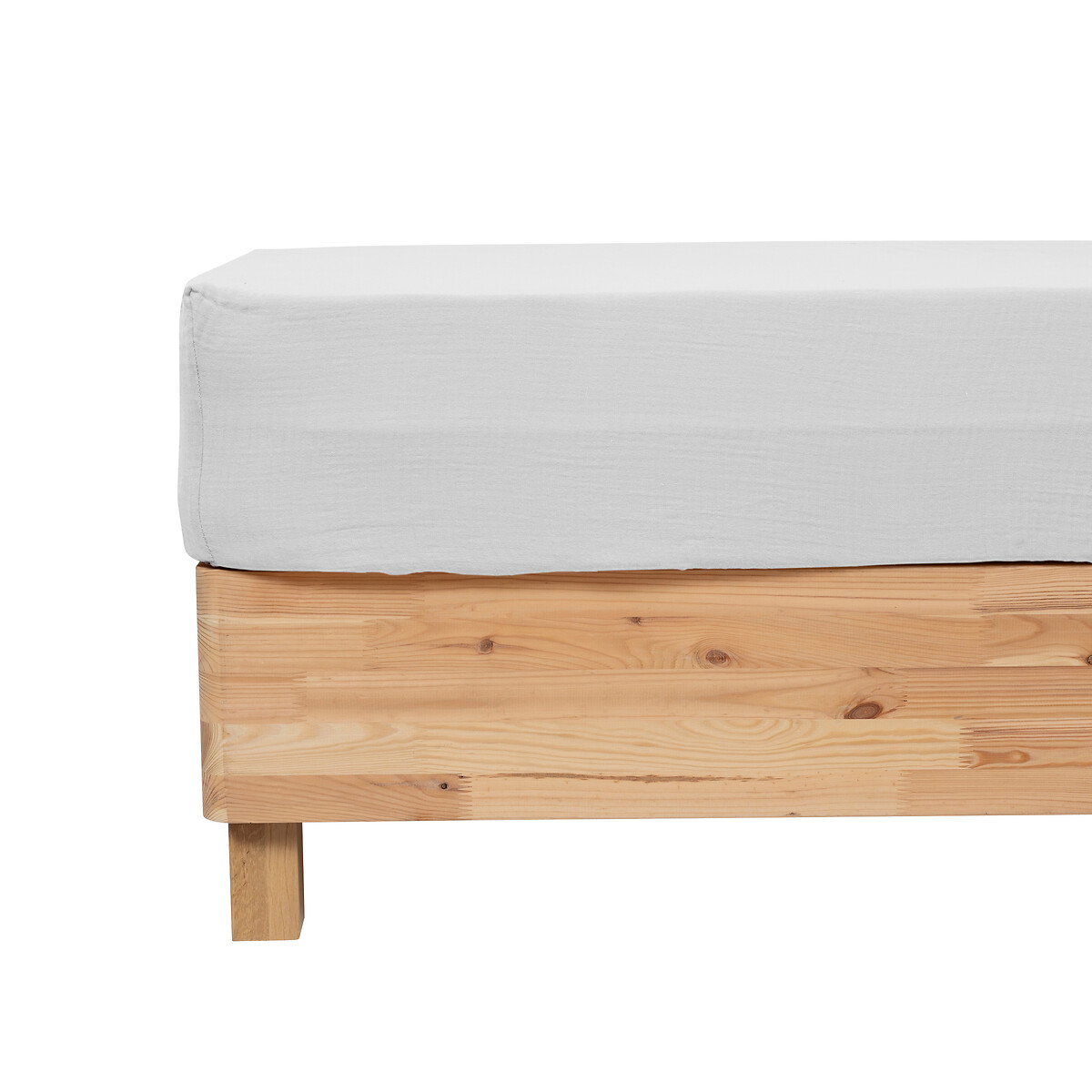 Lençol ajustável FLORA branco em algodão 140x190cm