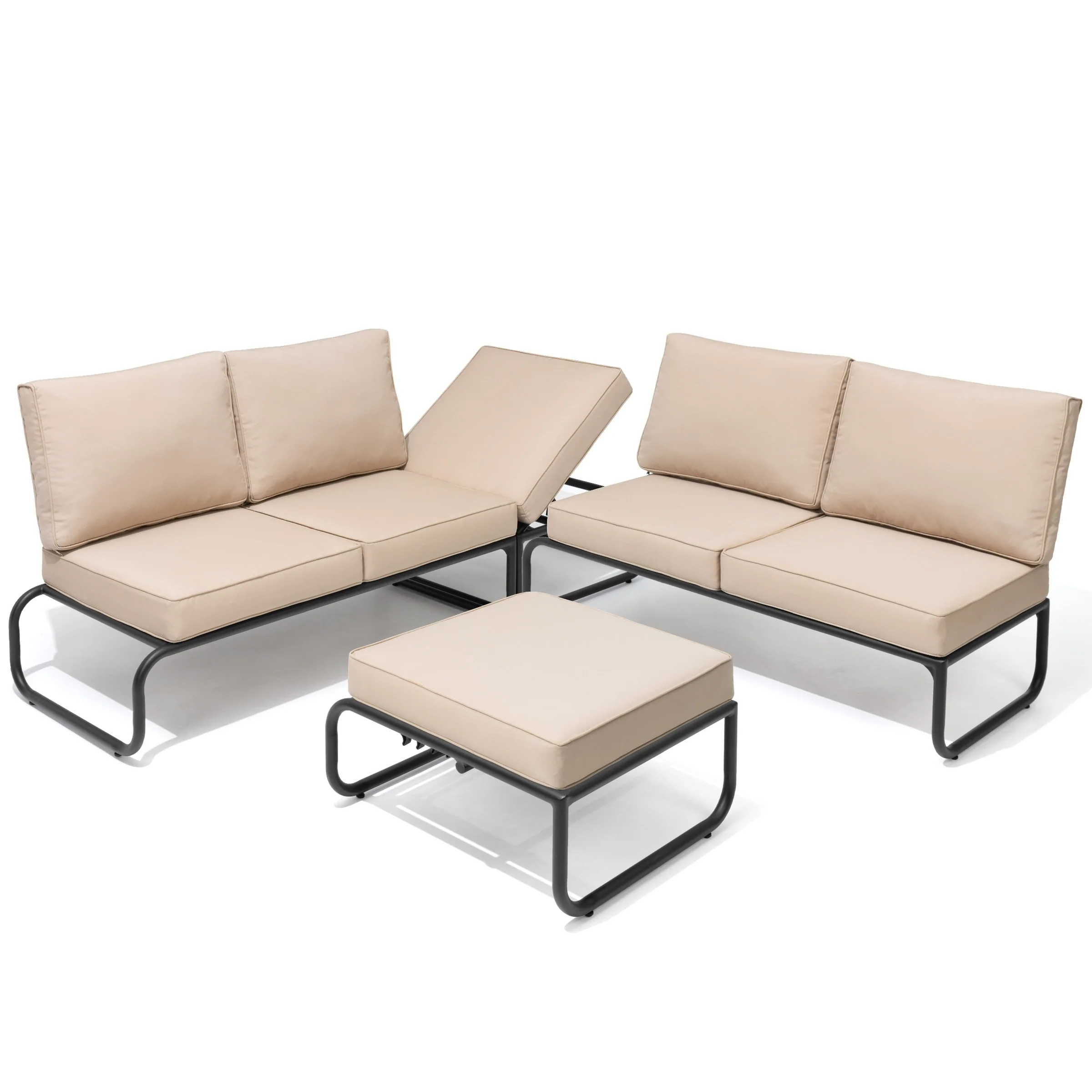 Outdoor Adjustable Patio Daybed Sofa Chaise Lounge with Cushions