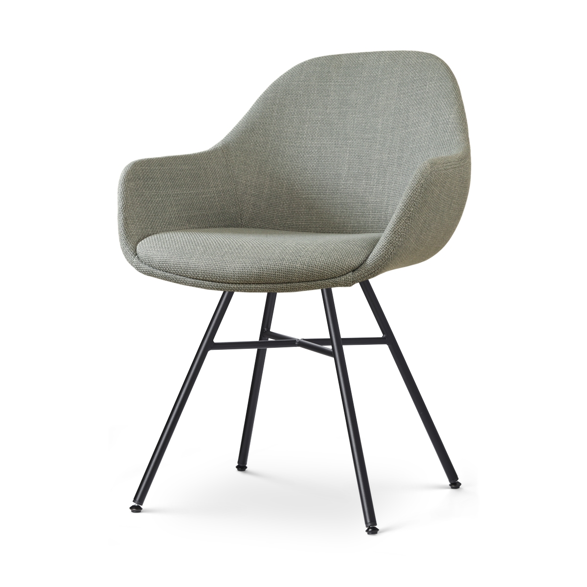 Nolon Noa-Mae Eetkamerstoel Saliegroen - Armleuning - Zwarte Poten