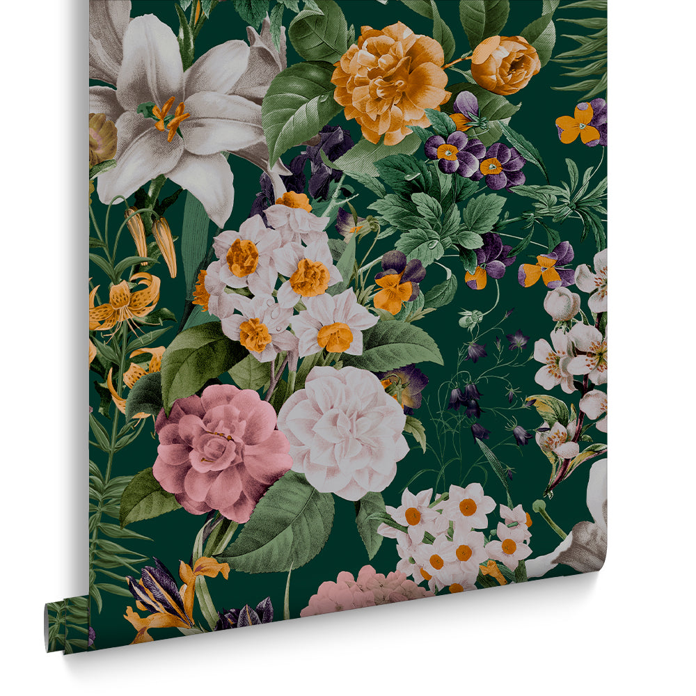 Graham & Brown Vliesbehang - Glasshouse Flora Emerald - 10mx52cm