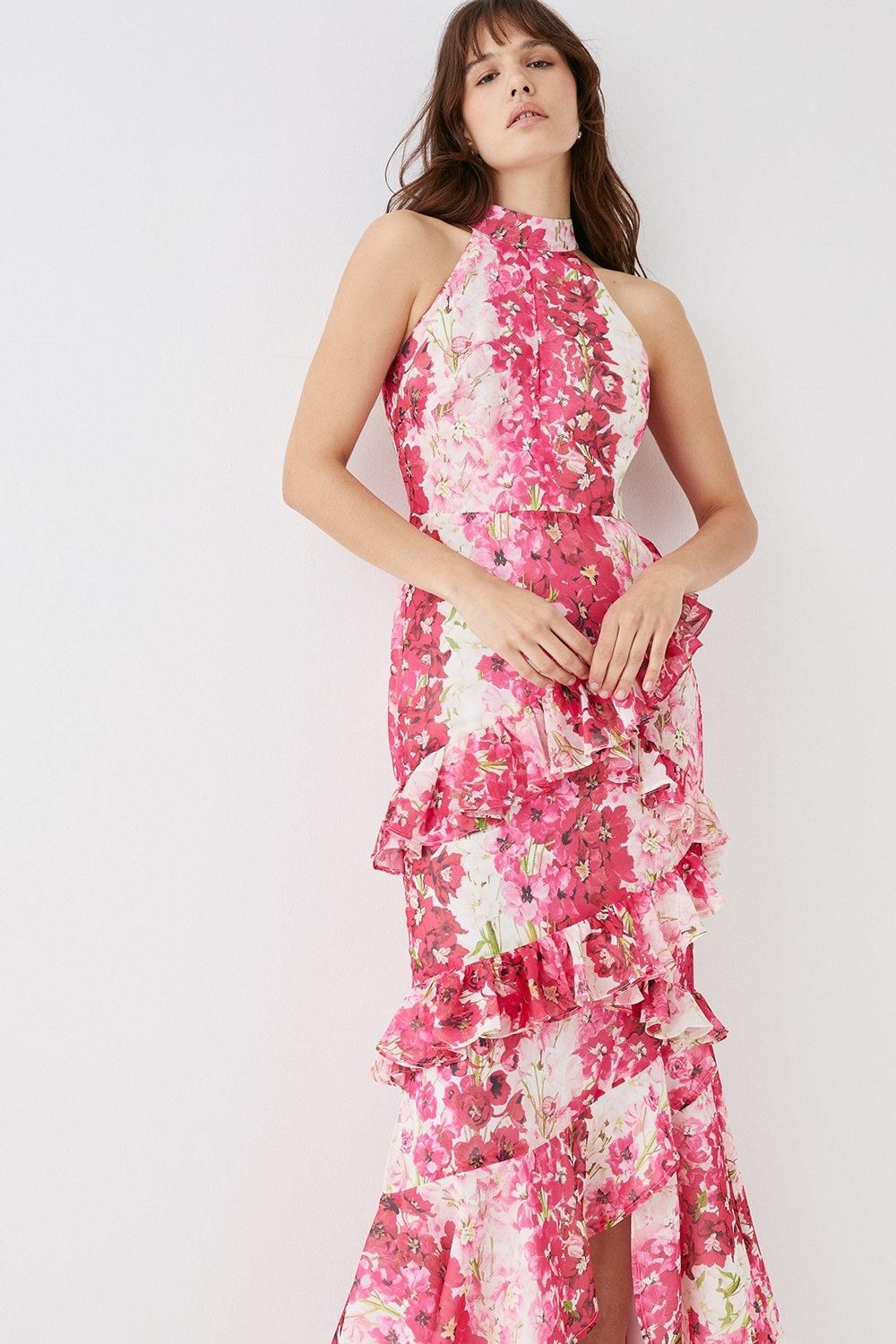 Coast Ruffle Skirt High Neck Midi Dress