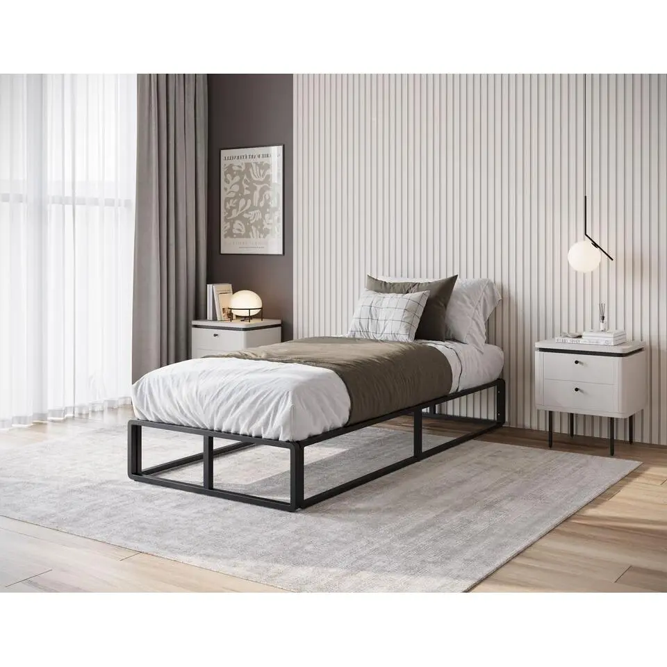 Meubella - Eenpersoonsbed Andrea - Zwart - 90x200 cm