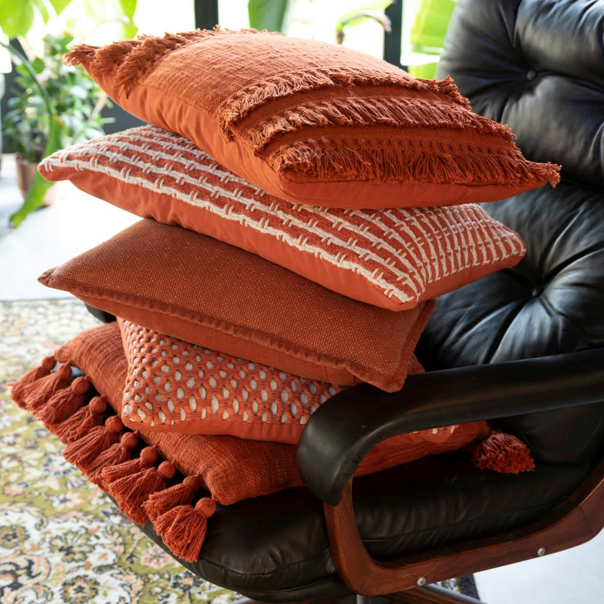 - Coussin - orange en coton 45x45 cm uni