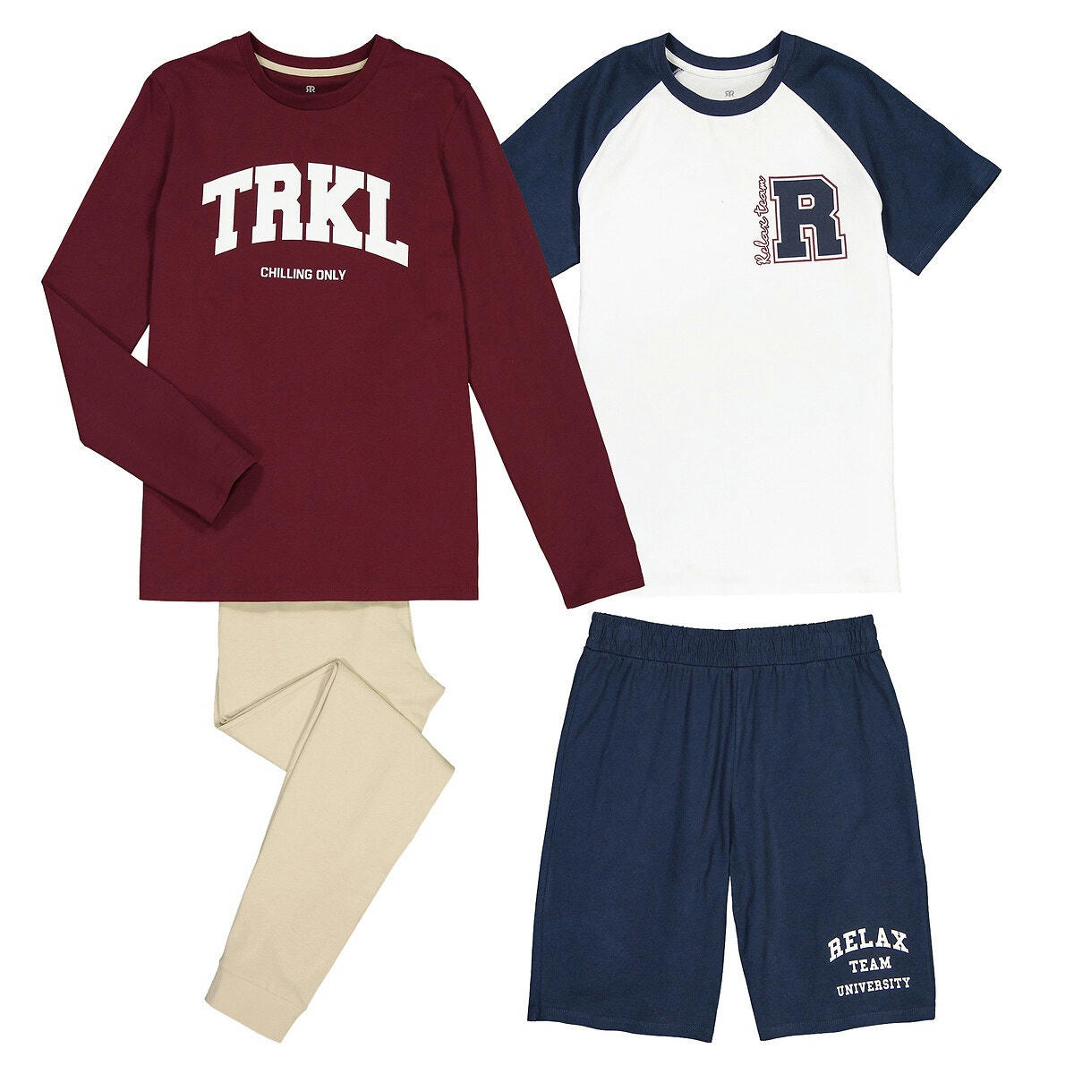 Lot pyjama + pyjashort en coton esprit campus