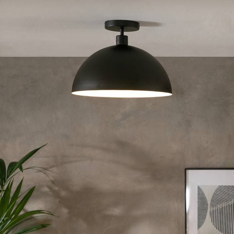 Habitat Steel Mushroom Flush Ceiling Light - Black
