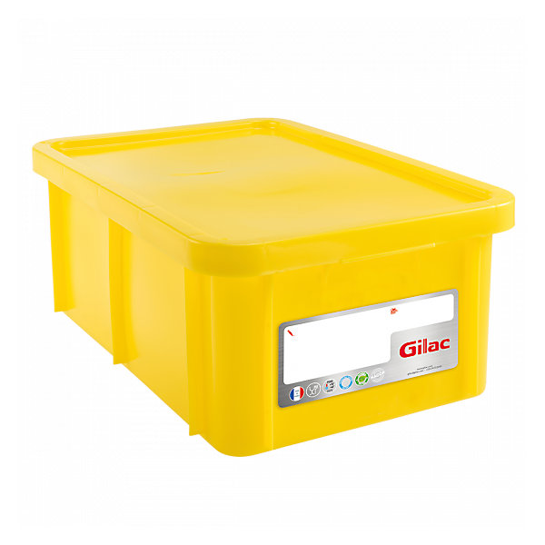 Bac HACCP 35 L rectangulaire   couvercle - jaune