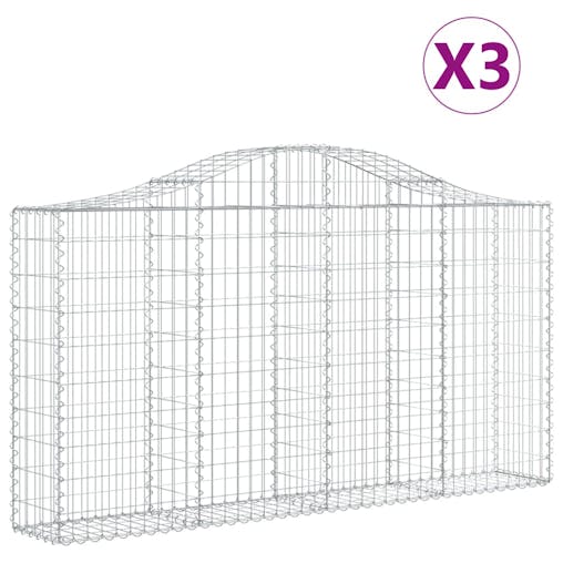 NNEVL Arched Gabion Baskets 3 pcs 200x30x100/120 cm Galvanised Iron