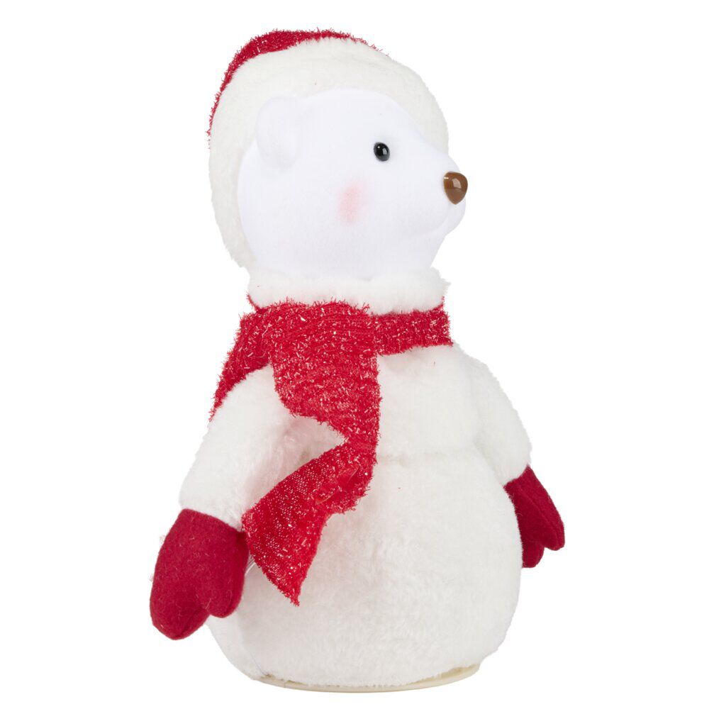 Bonhomme de neige ours décoratif animé musical H25cm