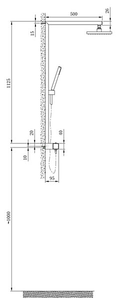 Colonne de douche combinée thermostatique acier inoxydable sans pommeau - 112,5x50cm - NT6705 Noir, Sans tête (de douche)