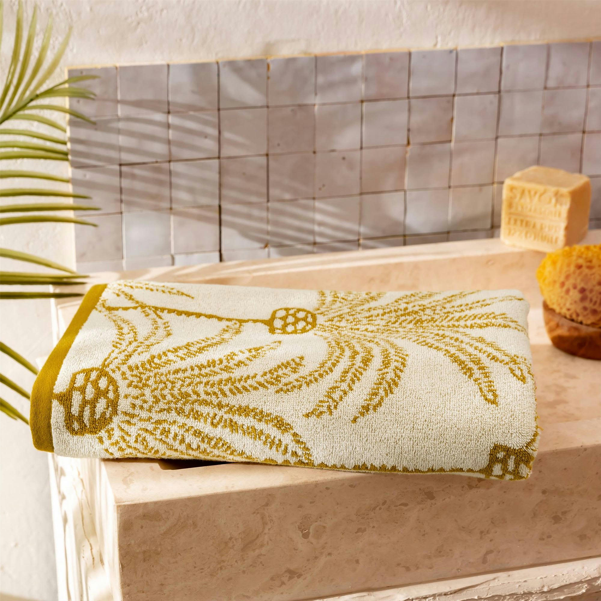 PALMARIX - Serviette de toilette 50x100 jaune ocre en coton 480 g/m²