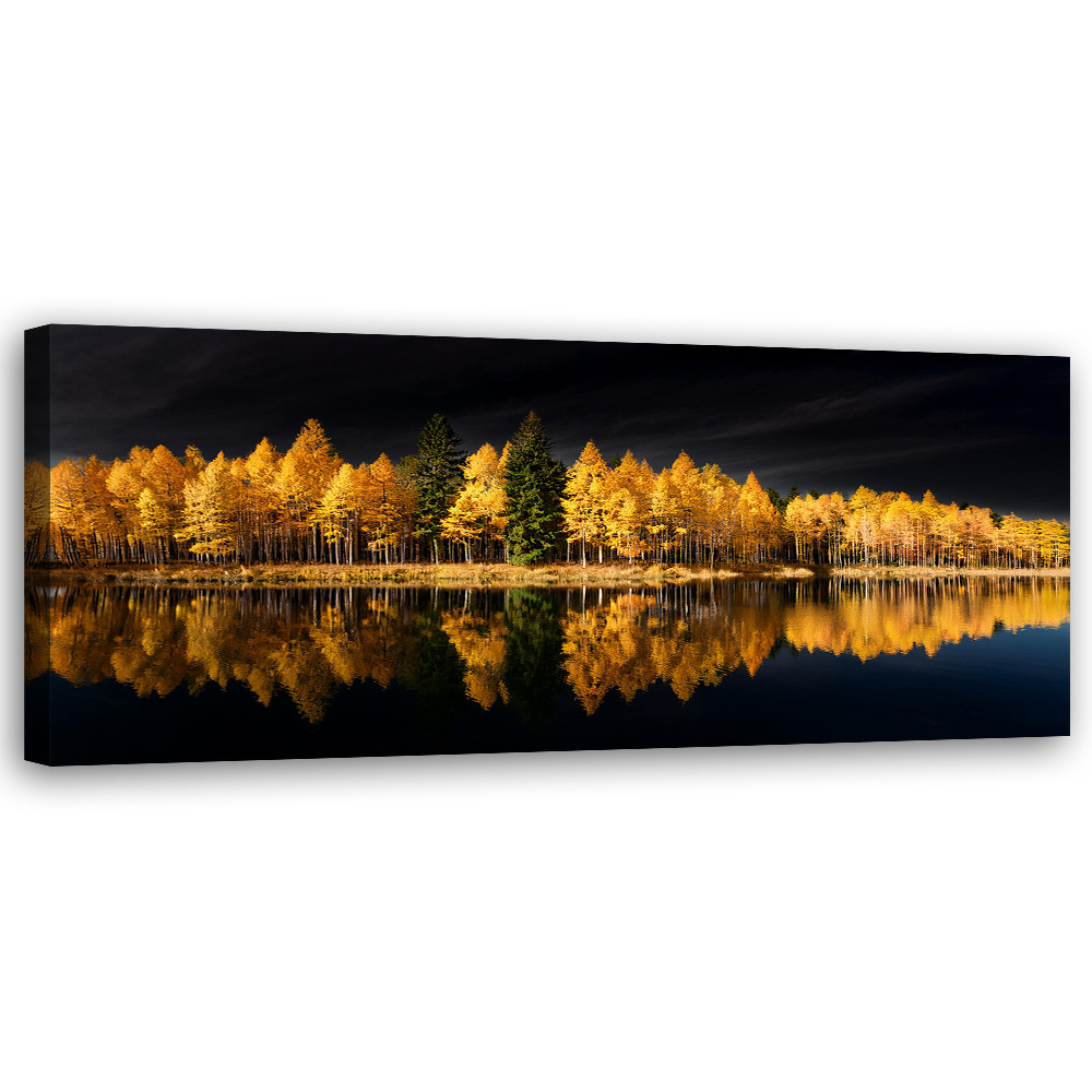 Feeby Obraz na płótnie, Krajobraz Las Natura Złoty 90x30