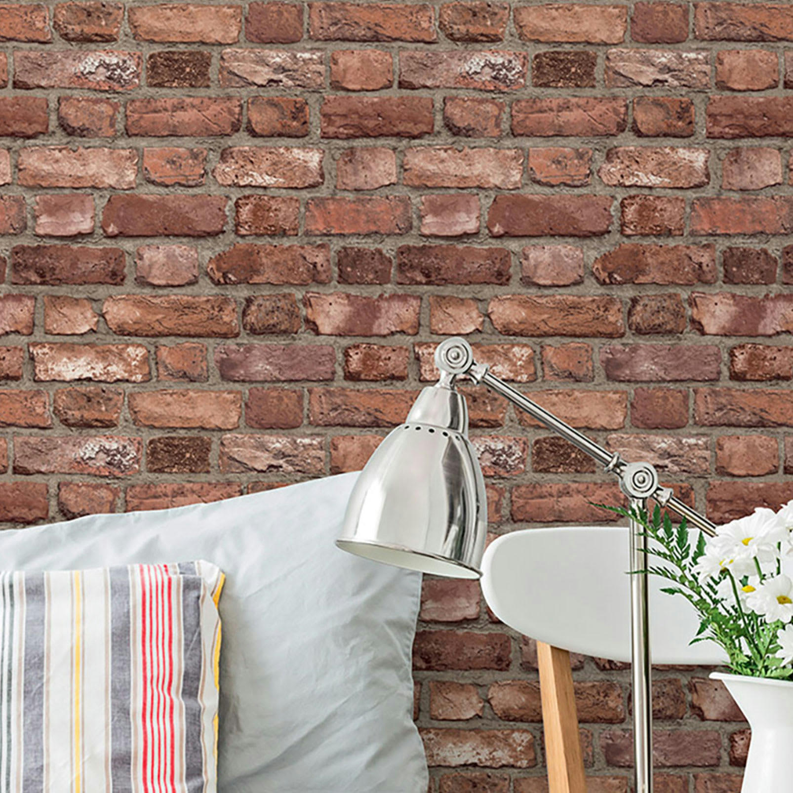 - Papier peint rouleau trompe l'œil briques 53x1000cm