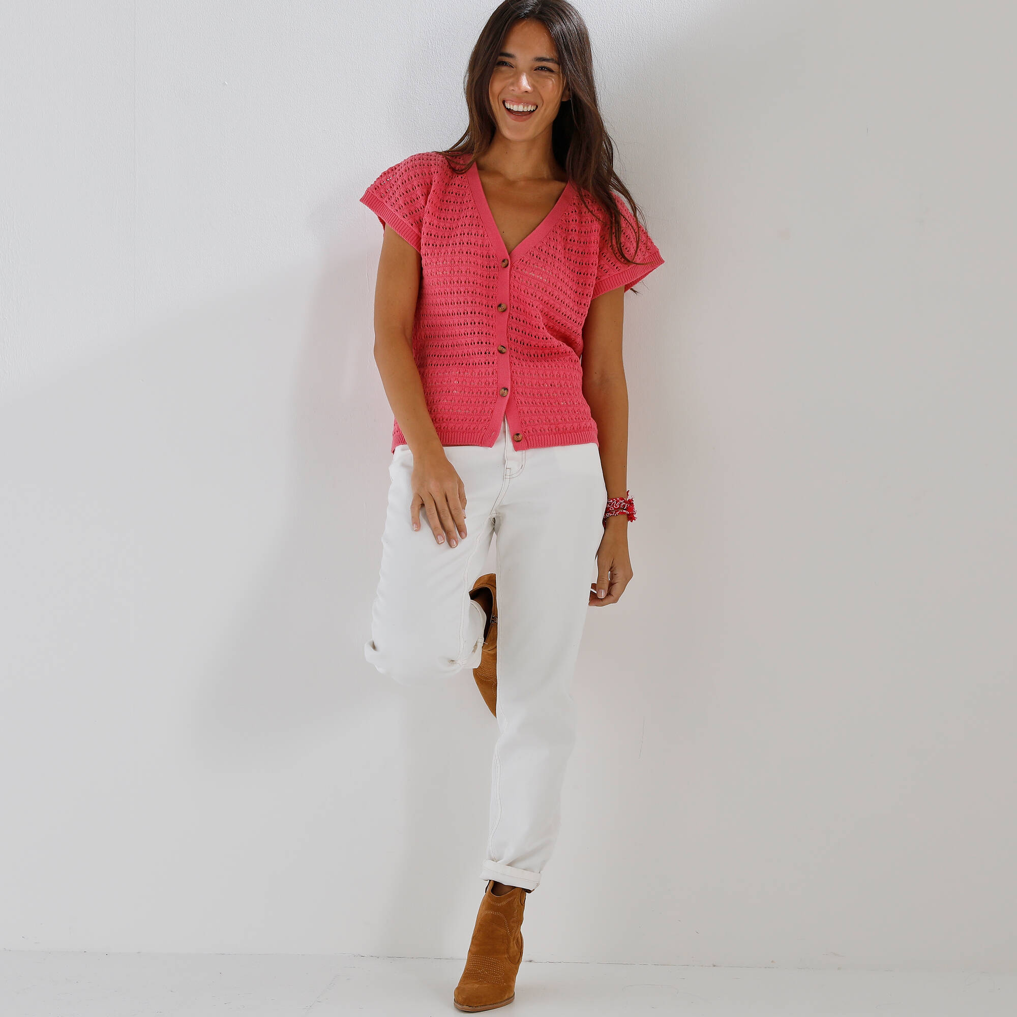 Gilet loose en maille fantaisie