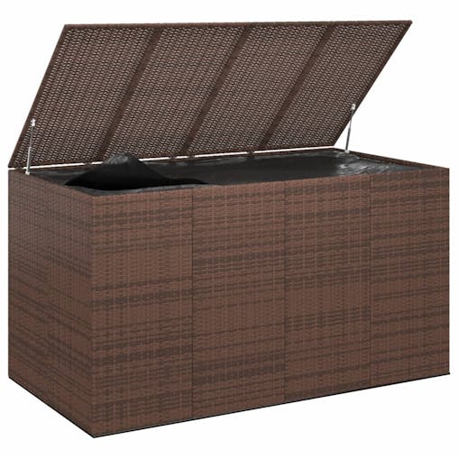 NNEVL Garden Cushion Box PE Rattan 194x100x103 cm Brown