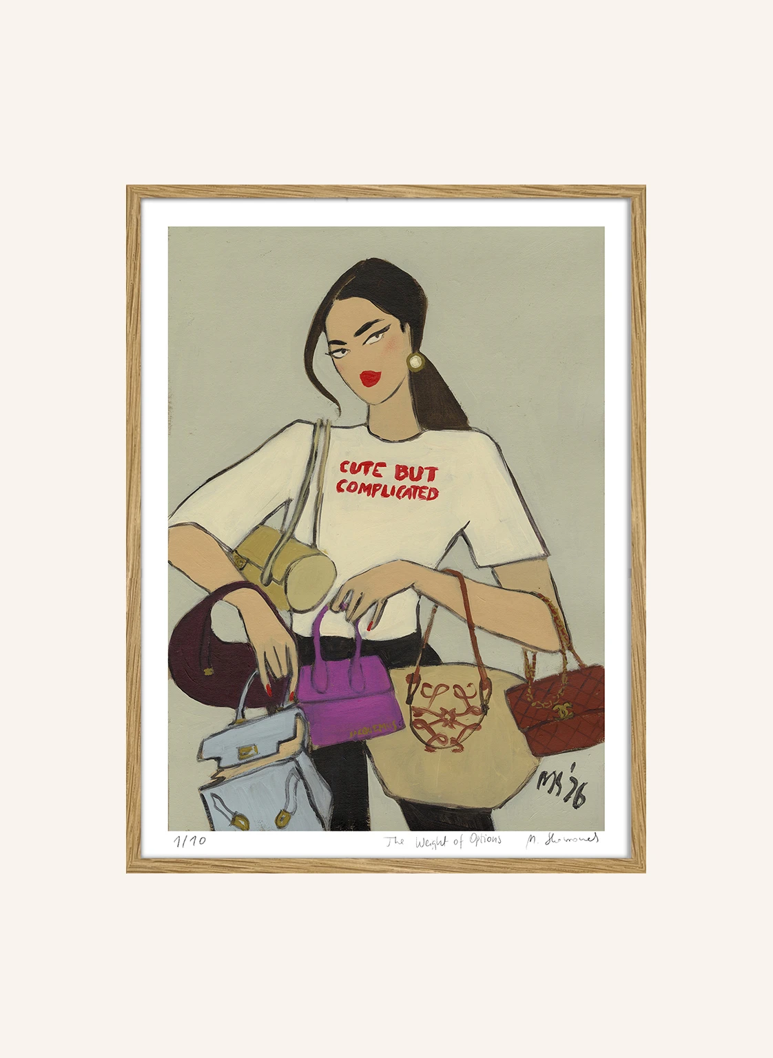 MARTAS ILLUSTRATION Limitiertes Kunstwerk THE WEIGHT OF OPTIONS mit Rahmen