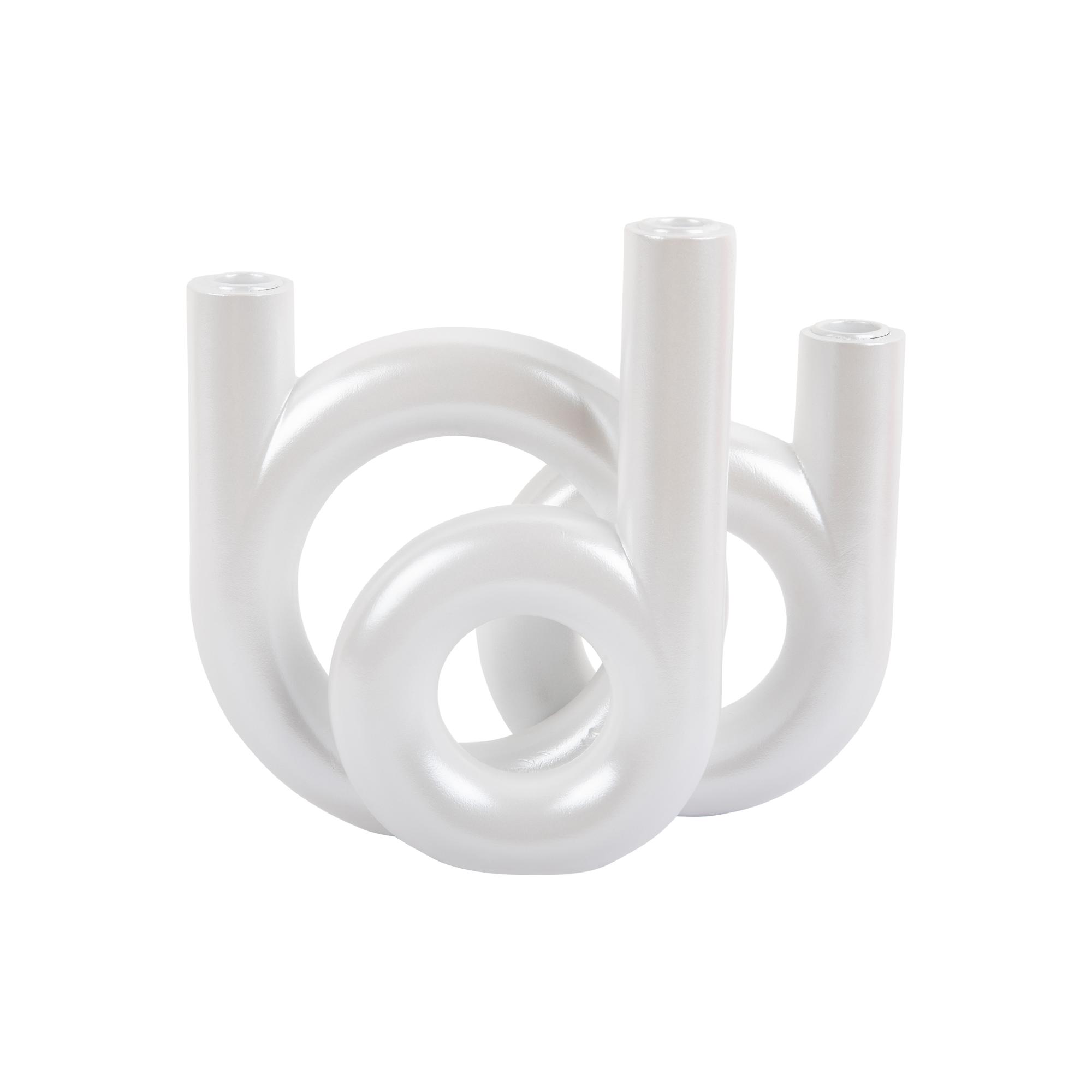 Present Time kandelaar Rings Medium - wit - 18x12x20cm