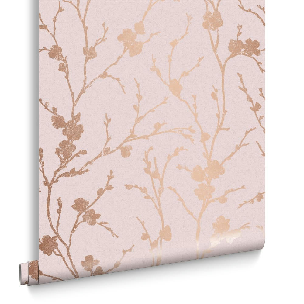 - papier peint meiying blush rose cuivre 1005x52cm