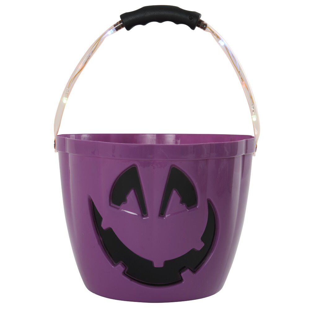 Seau à bonbons Halloween avec anse lumineuse à LED