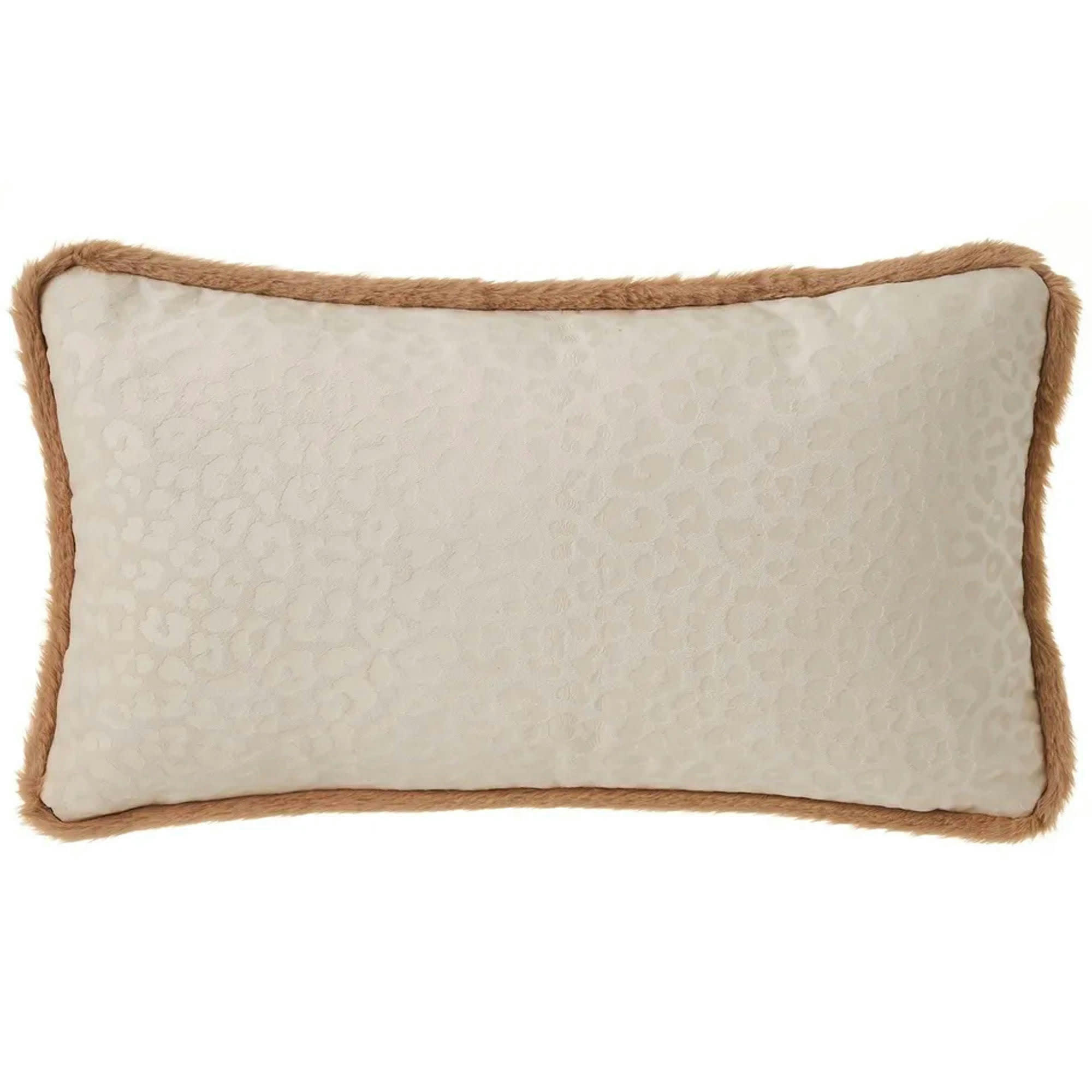 - Coussin rectangulaire tissu beige et marron